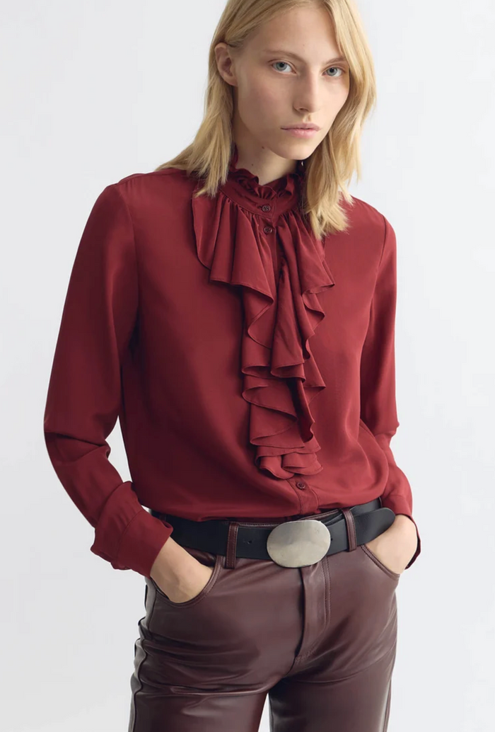 Lily Silk Blouse, Crimson