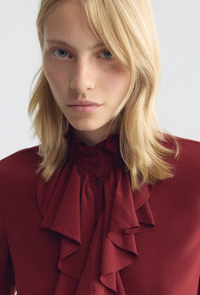 Lily Silk Blouse, Crimson
