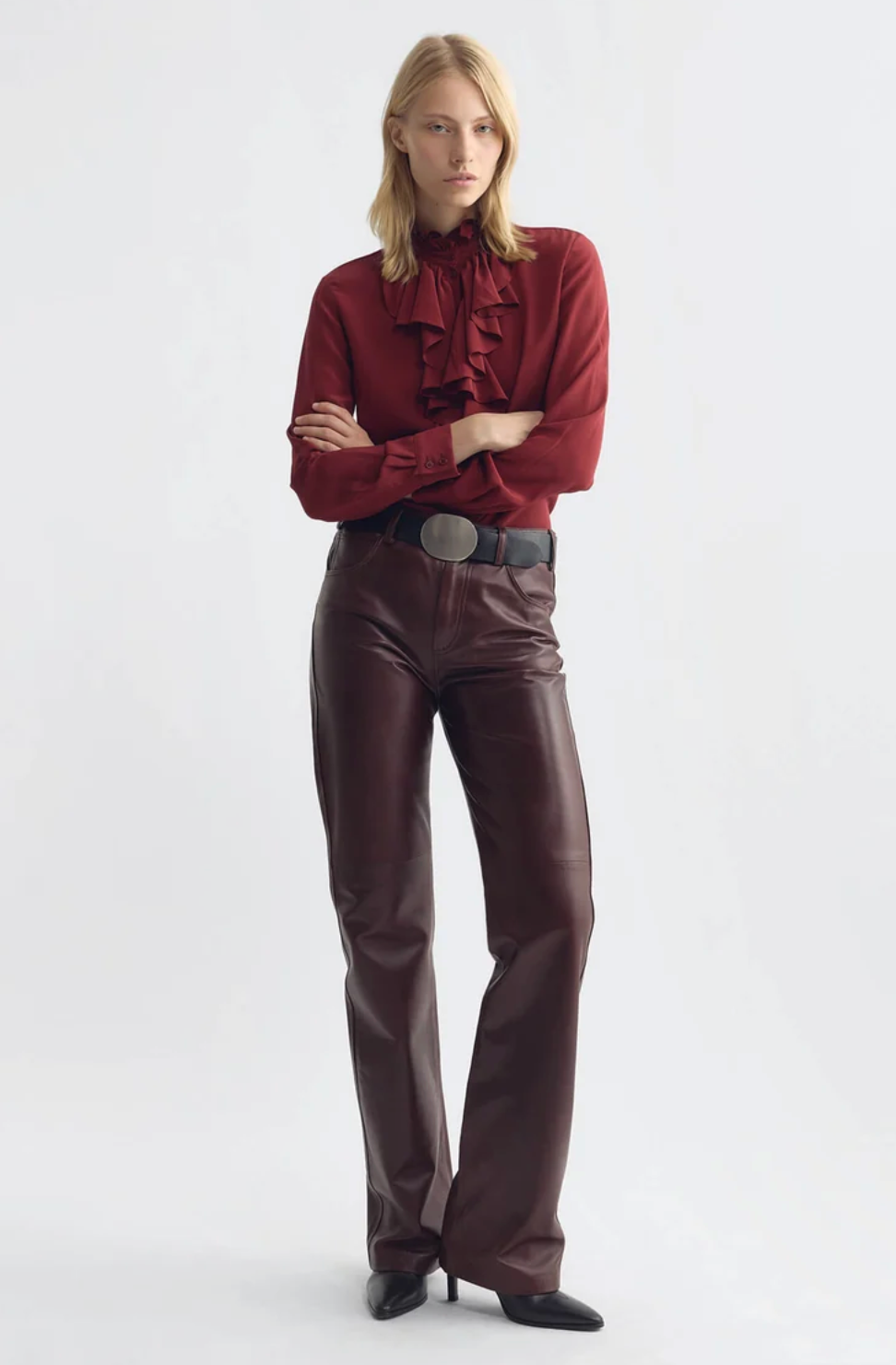 Lily Silk Blouse, Crimson