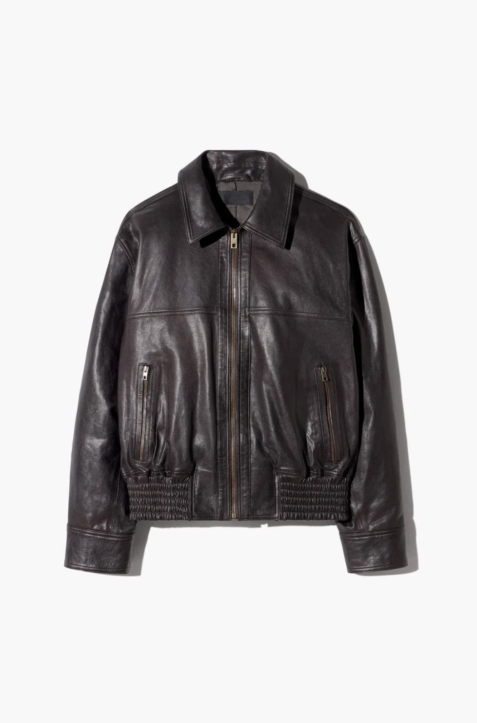 Aime Leather Bomber Jacket, Brown