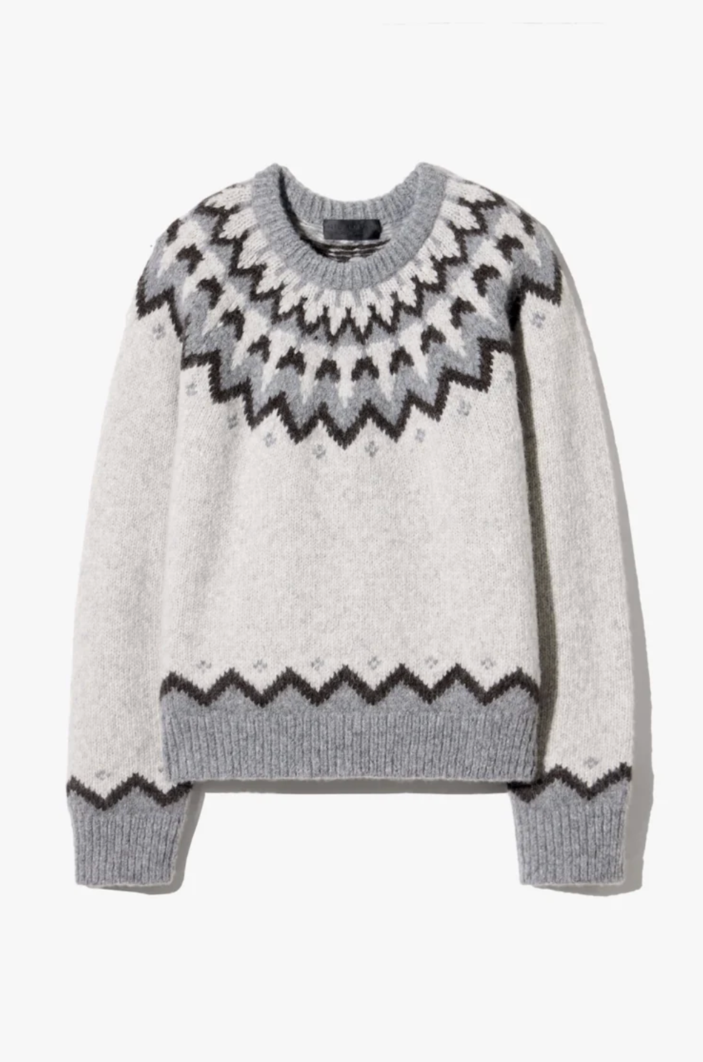 Alan Fair Isle Sweater, Light Grey