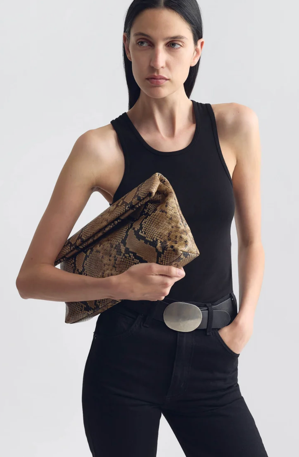 Jerry Clutch, Taupe Snakeskin