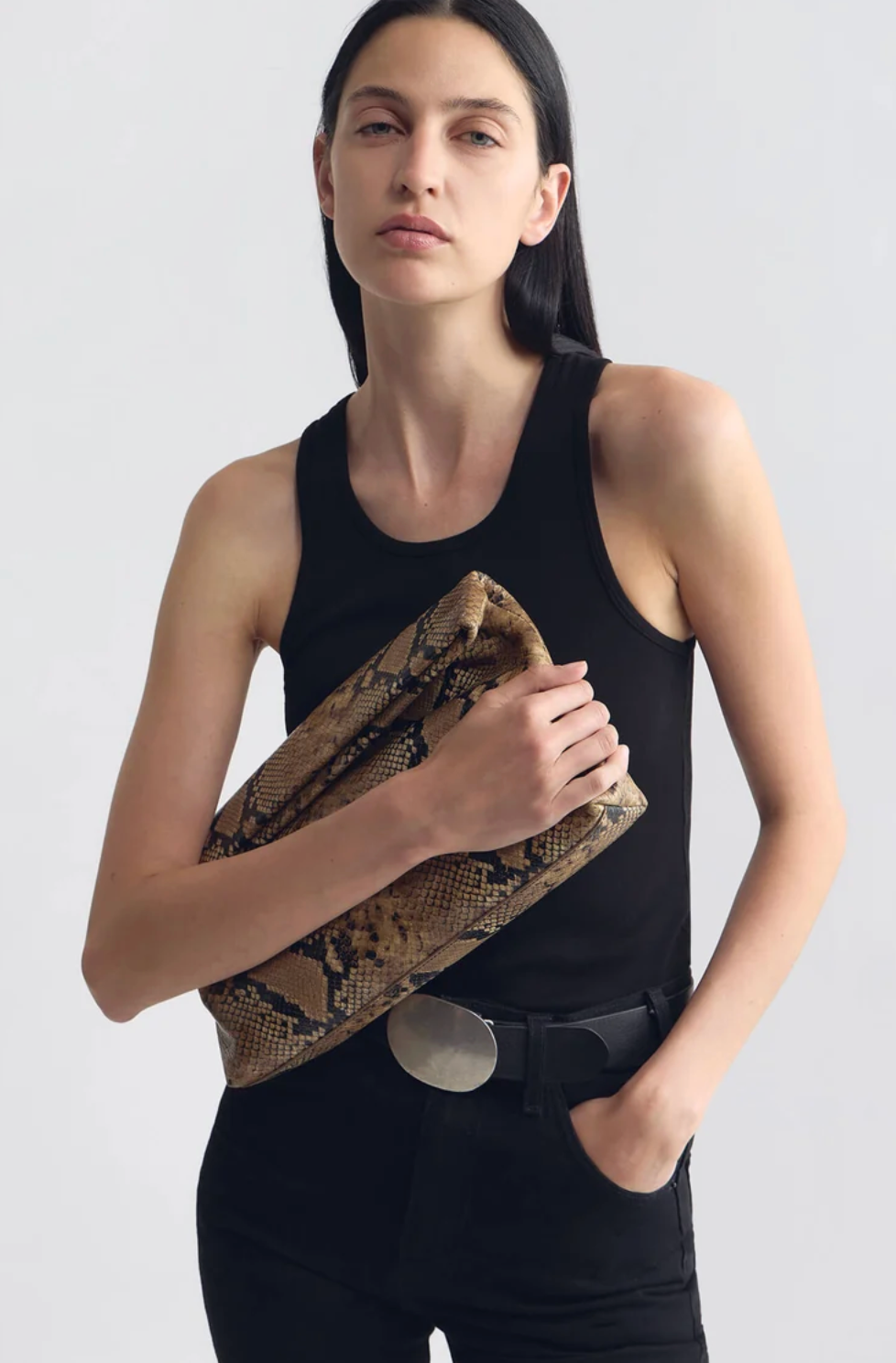 Jerry Clutch, Taupe Snakeskin