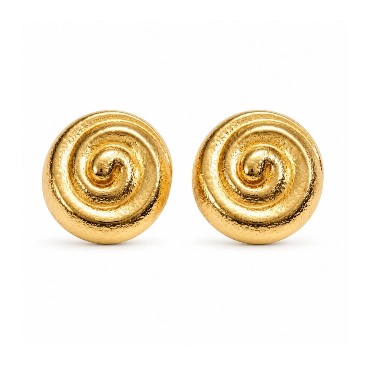 Heloisa Textured Spiral Button Earring, Gold