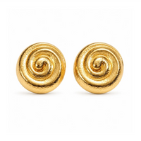 Heloisa Textured Spiral Button Earring, Gold
