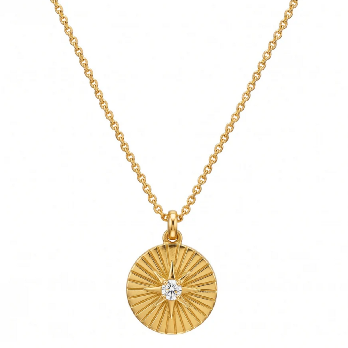 Rue Sunburst Disc Necklace, Gold