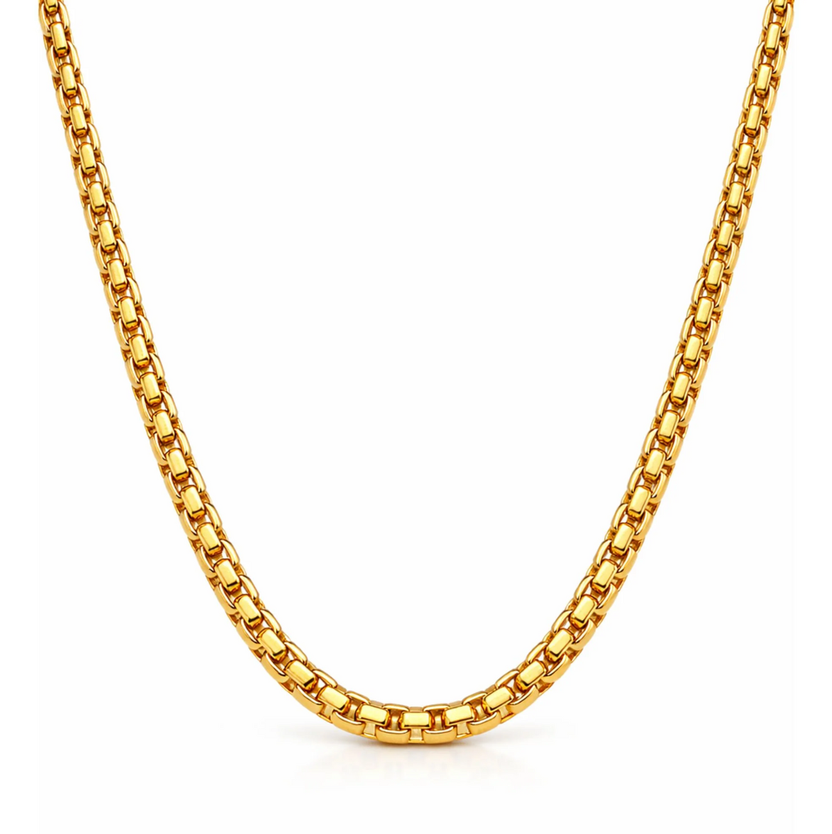 Sylvie Round Box Chain Necklace, Gold