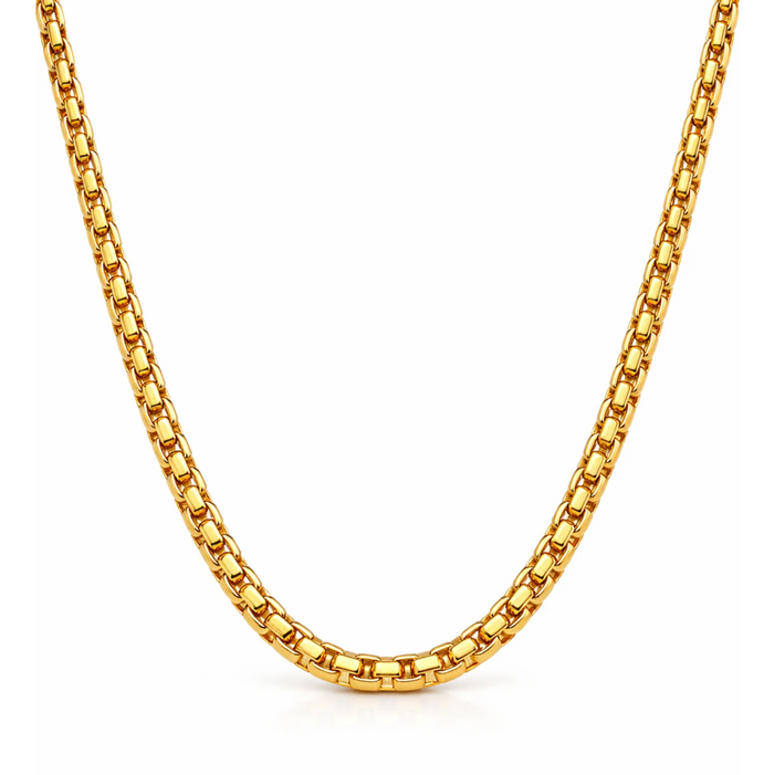 Sylvie Round Box Chain Necklace, Gold