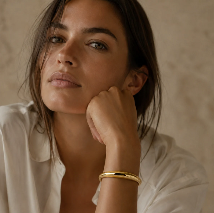 Allison Rounded Square Bangle Bracelet, Gold