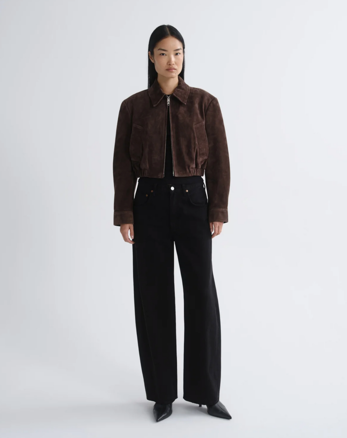 Nahla Cropped Suede Jacket, Root