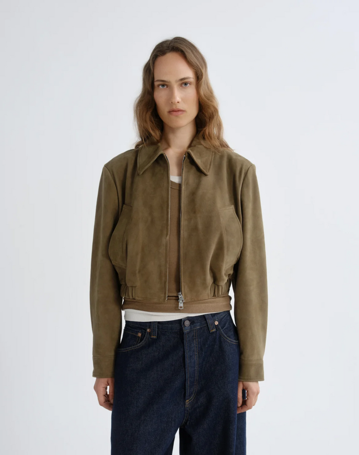 Nahla Cropped Suede Jacket, Canopy