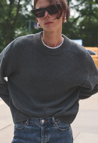 Cashmere Signature Crew, Charcoal