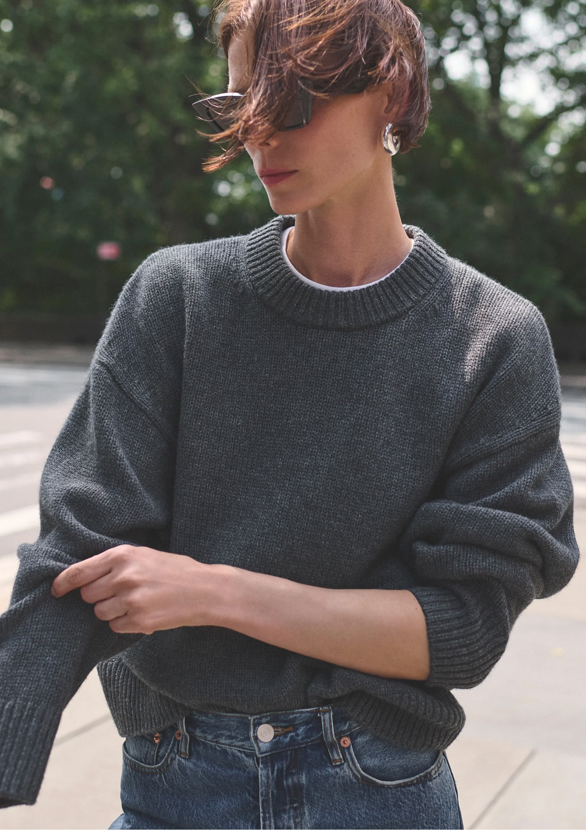 Cashmere Signature Crew, Charcoal