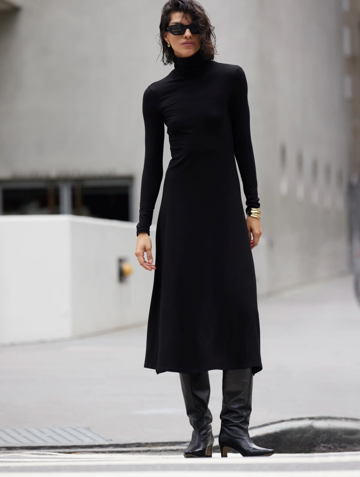 The Turtleneck Dress, Black