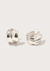 Small Wave Hoops, Silver Plated