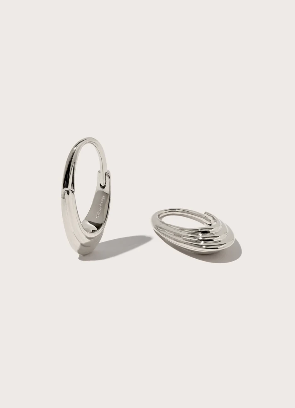Roscida Ridged Hoops, Silver