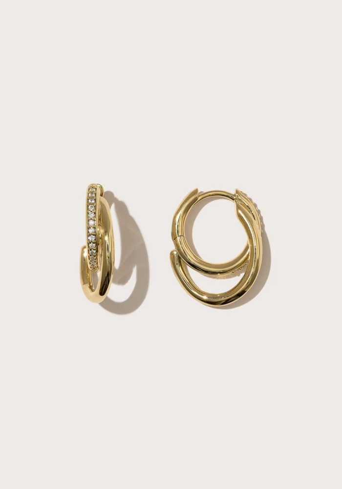 Pave Spiralis Small Hoops, Gold Vermeil Cubic Zirconia