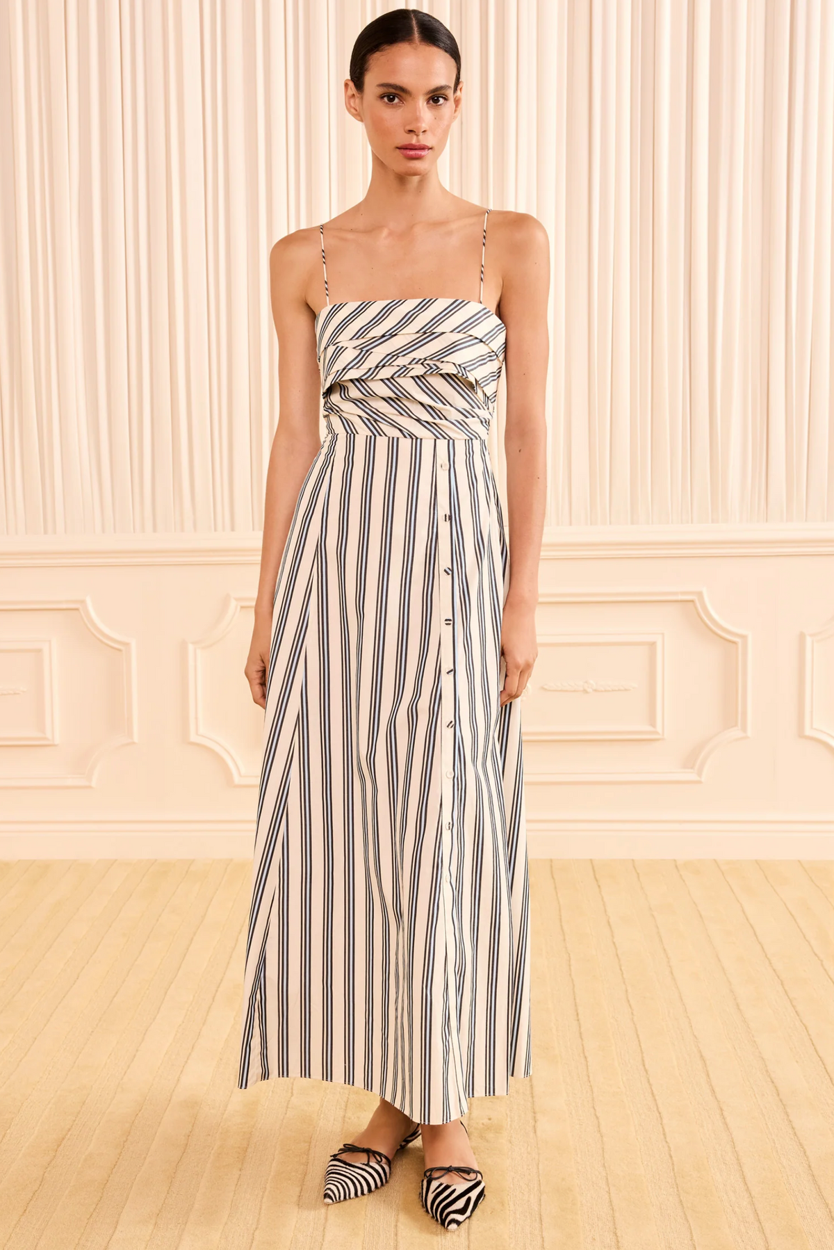 Anise Tank Dress, Ecru Stripe