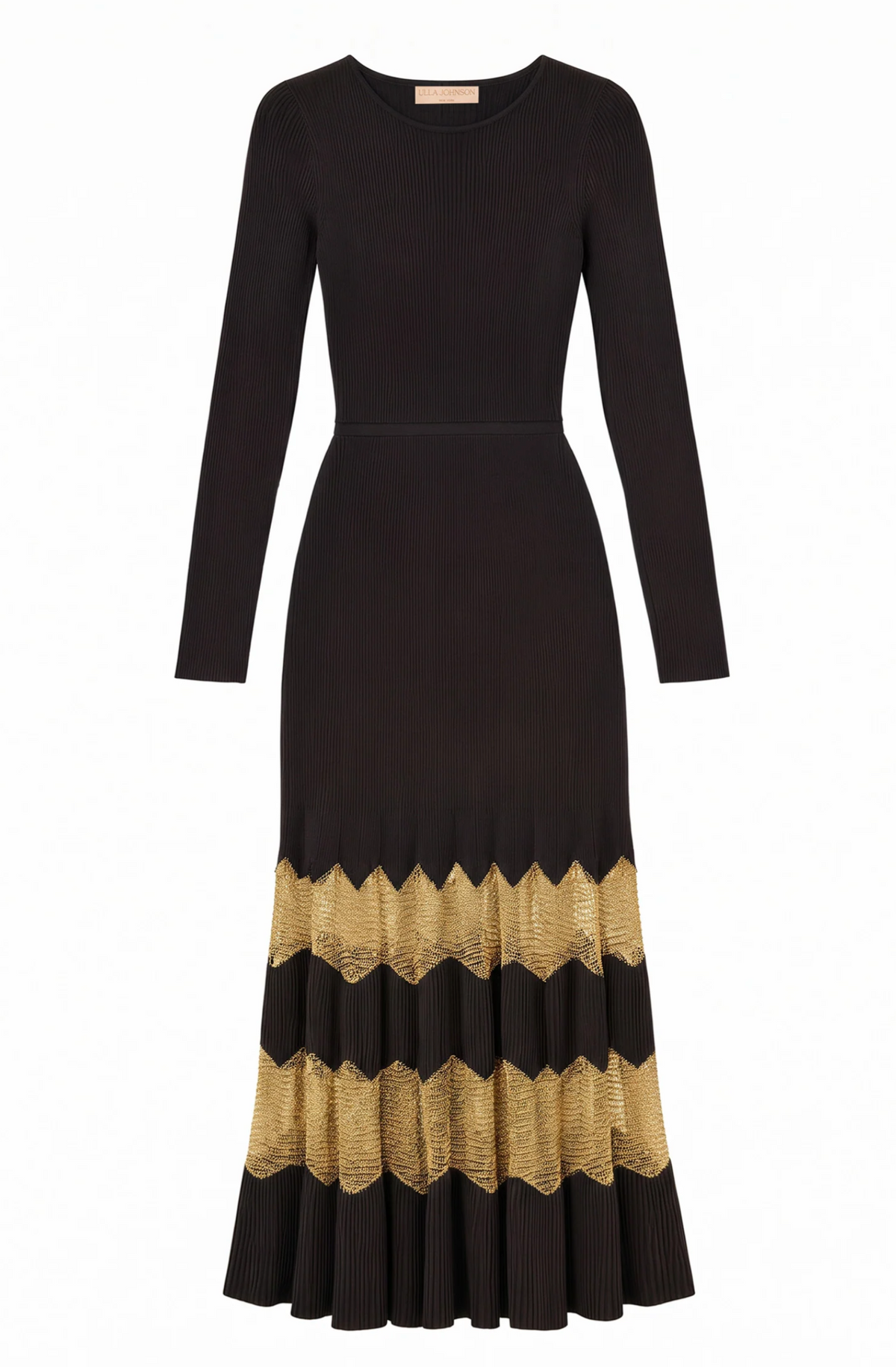 Amaia LS Knit Dress, Noir/Gold