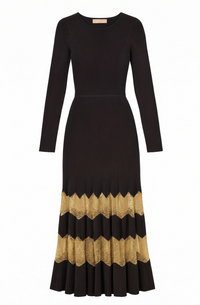 Amaia LS Knit Dress, Noir/Gold