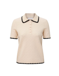 Fairlight Jacquard Polo, Cream/Black