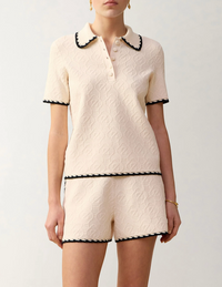 Fairlight Jacquard Polo, Cream/Black