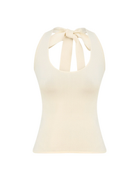 Fairlight Tie Halter Top, Cream