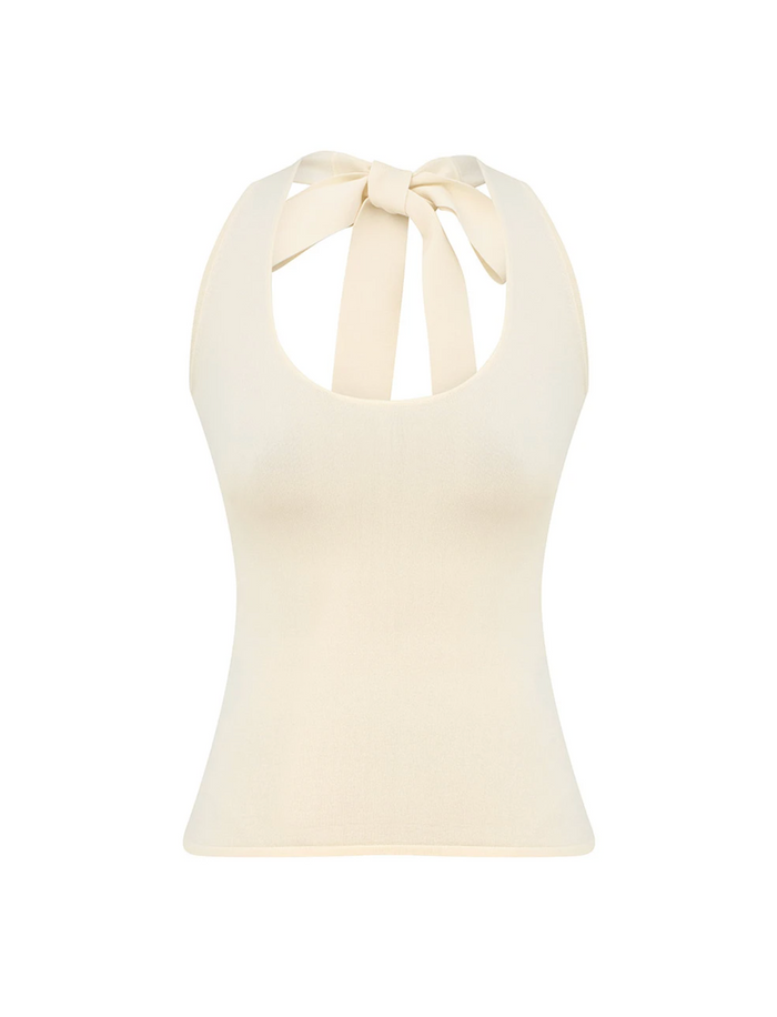 Fairlight Tie Halter Top, Cream