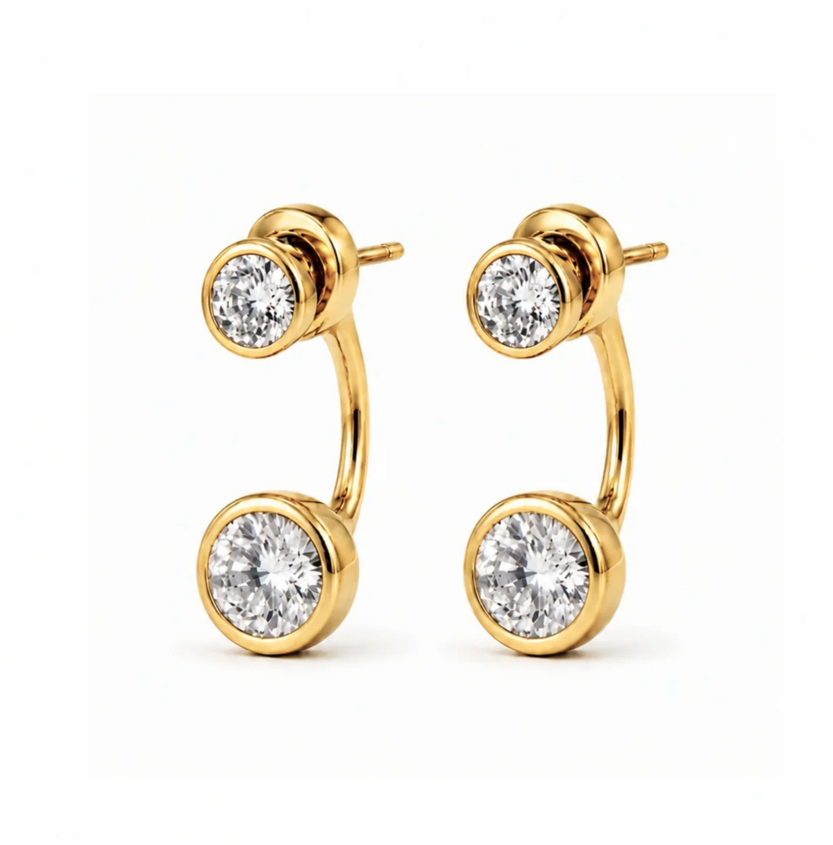 Ines Bezel Jacket Earring, Gold