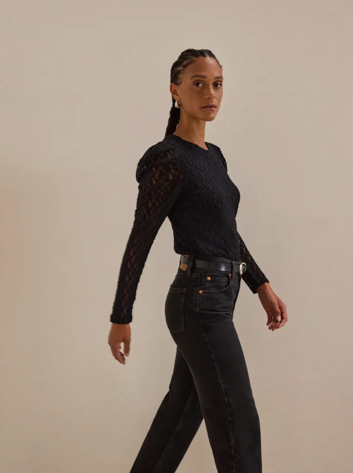 Vickie Lace Top, Jet Black