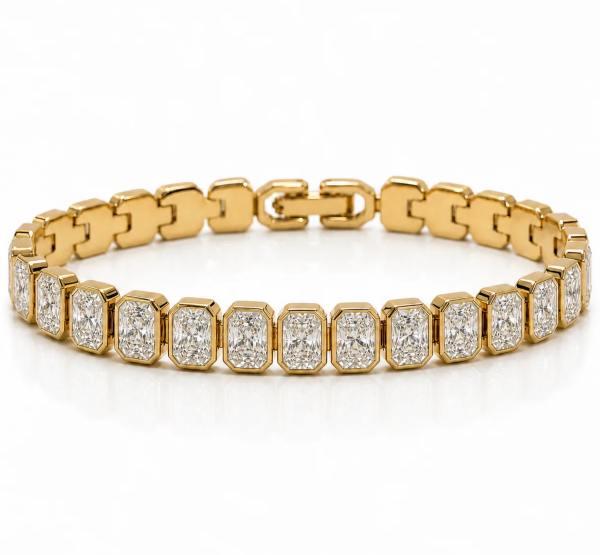 Noa Radiant Bezel Tennis Chain Bracelet, Gold
