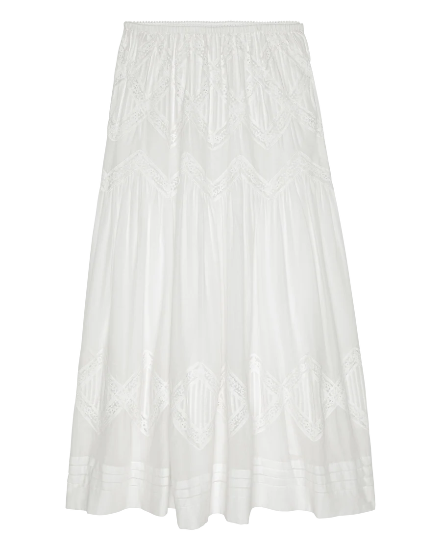 The Lattice Lace Victorian Skirt, White