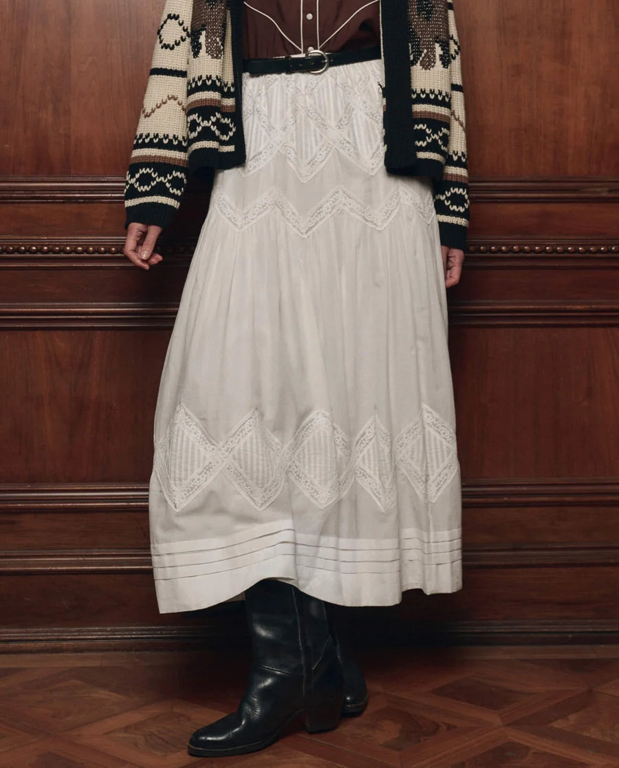 The Lattice Lace Victorian Skirt, White