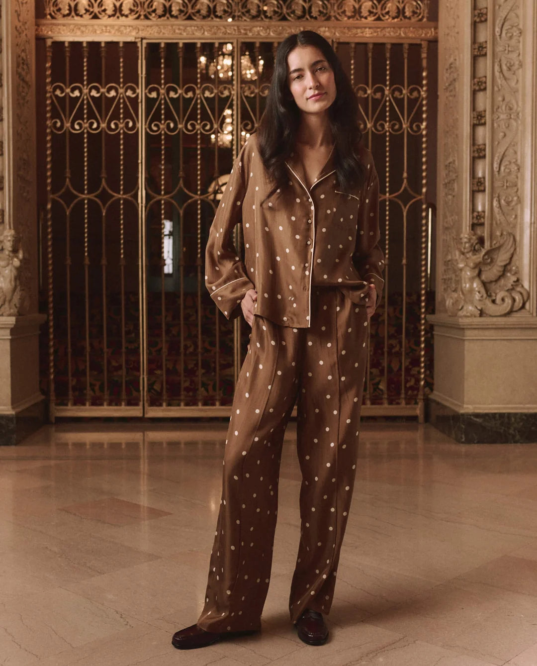 The Monogram Pajama Top, Copper Dot