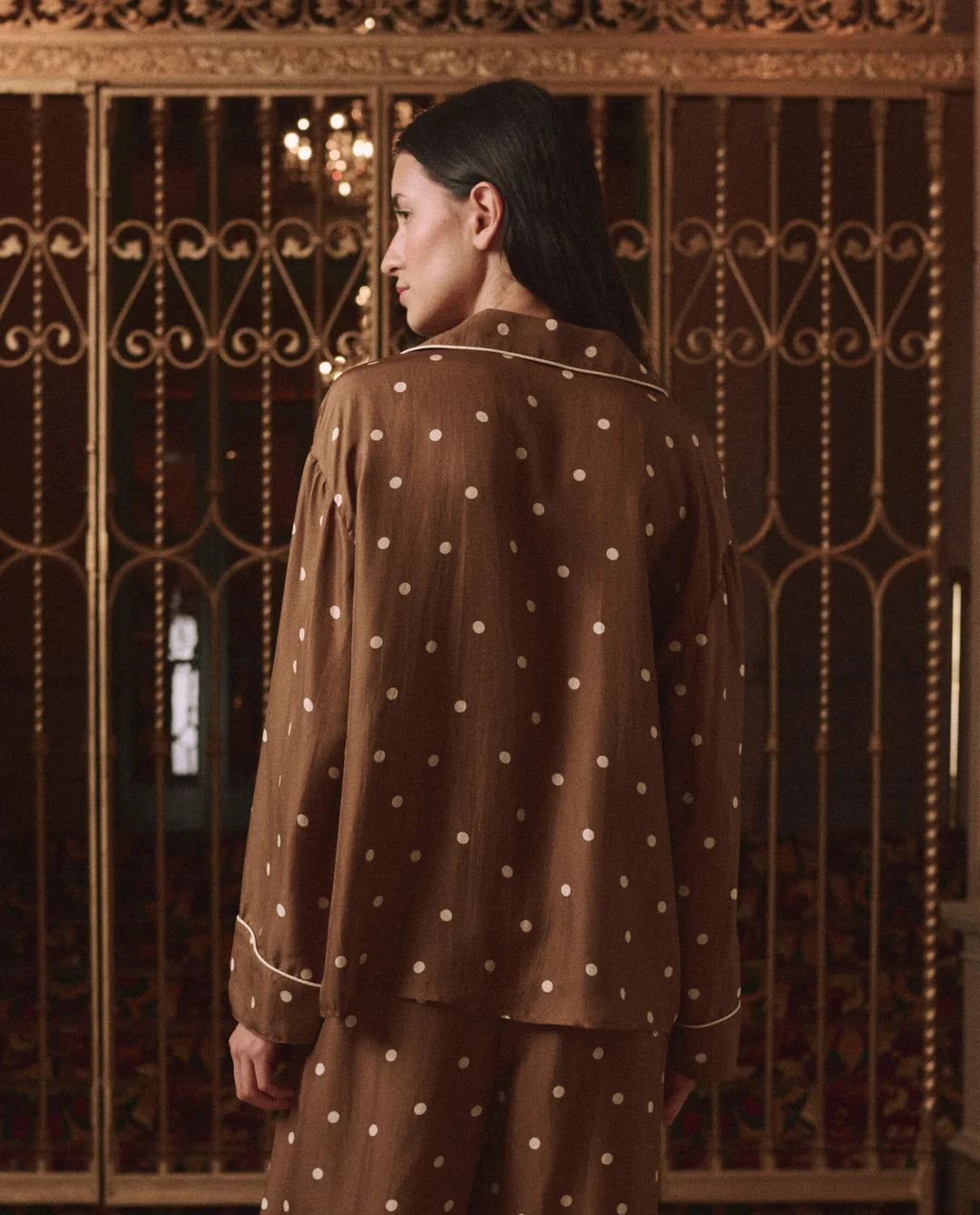 The Monogram Pajama Top, Copper Dot