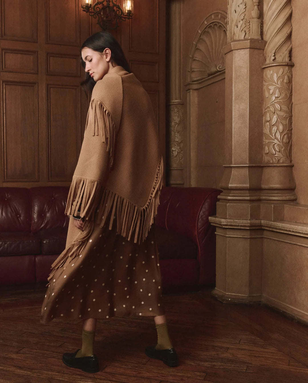 The Big Sweater Fringe Scarf, Camel