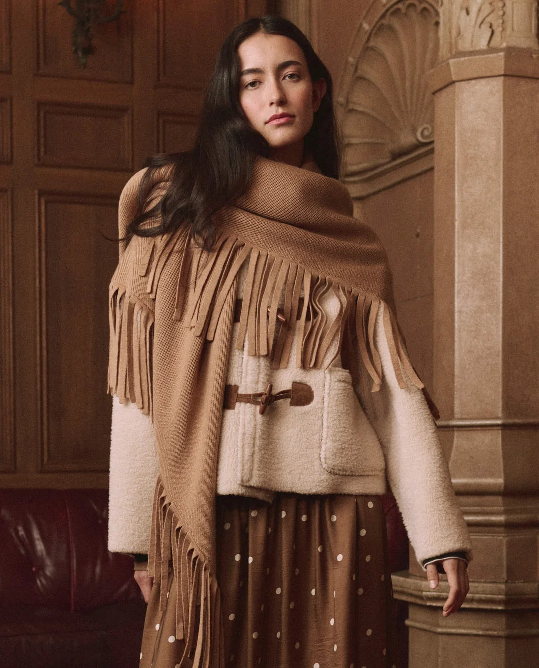 The Big Sweater Fringe Scarf, Camel