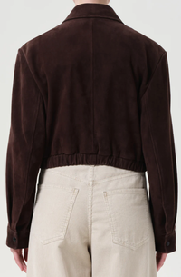 AGOLDE Coats & Jackets Nahla Cropped Suede Jacket, Root Soho-Boutique
