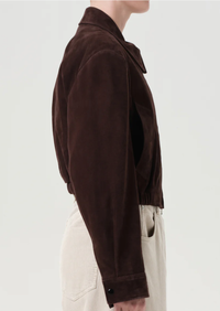 AGOLDE Coats & Jackets Nahla Cropped Suede Jacket, Root Soho-Boutique