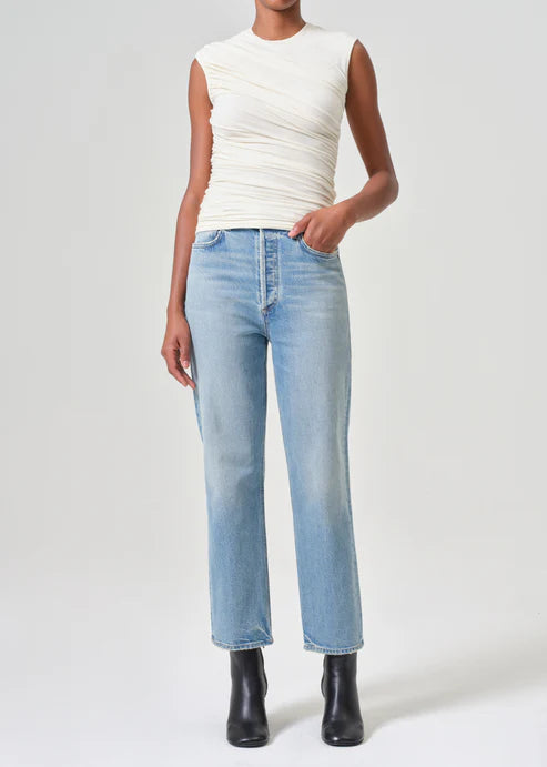 AGOLDE Denim 90s Pinch Waist Crop Denim, Ripple Soho-Boutique