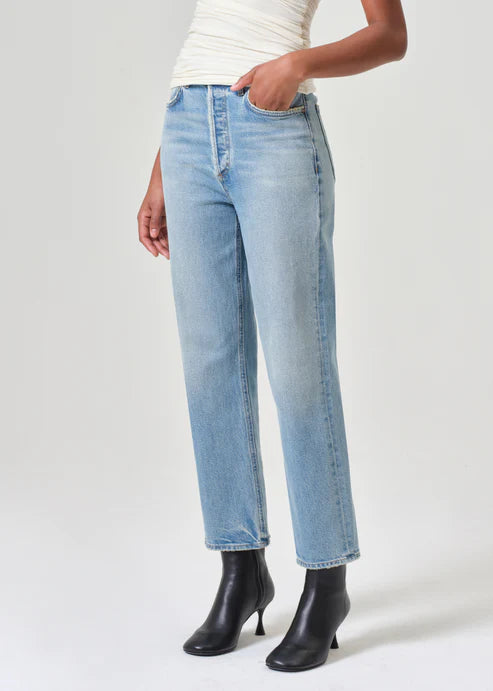 AGOLDE Denim 90s Pinch Waist Crop Denim, Ripple Soho-Boutique