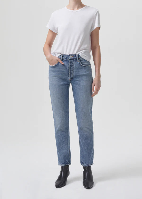 AGOLDE Denim Riley Long High Rise Straight Jean, Quiver Soho-Boutique