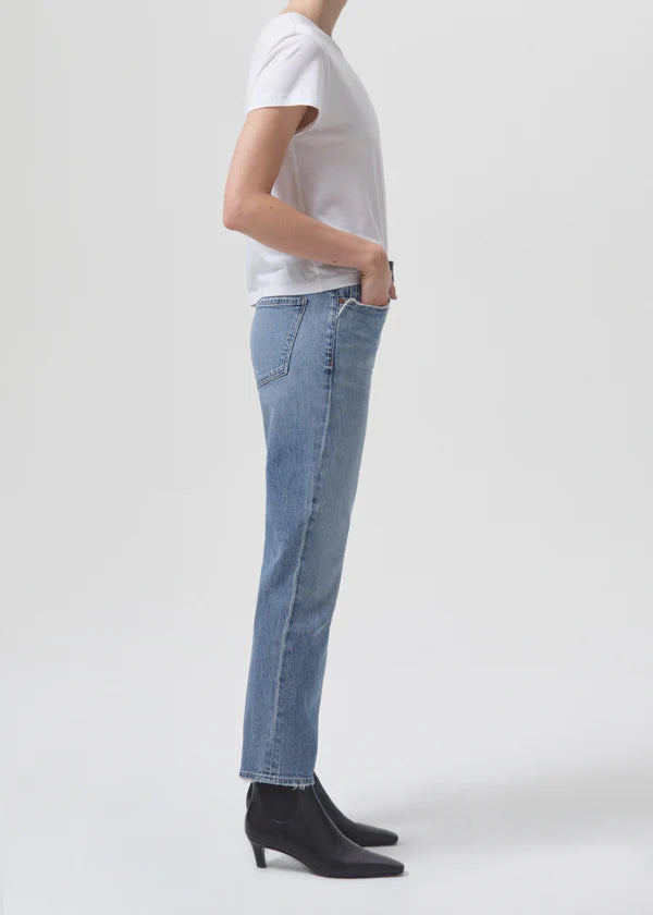 AGOLDE Denim Riley Long High Rise Straight Jean, Quiver Soho-Boutique