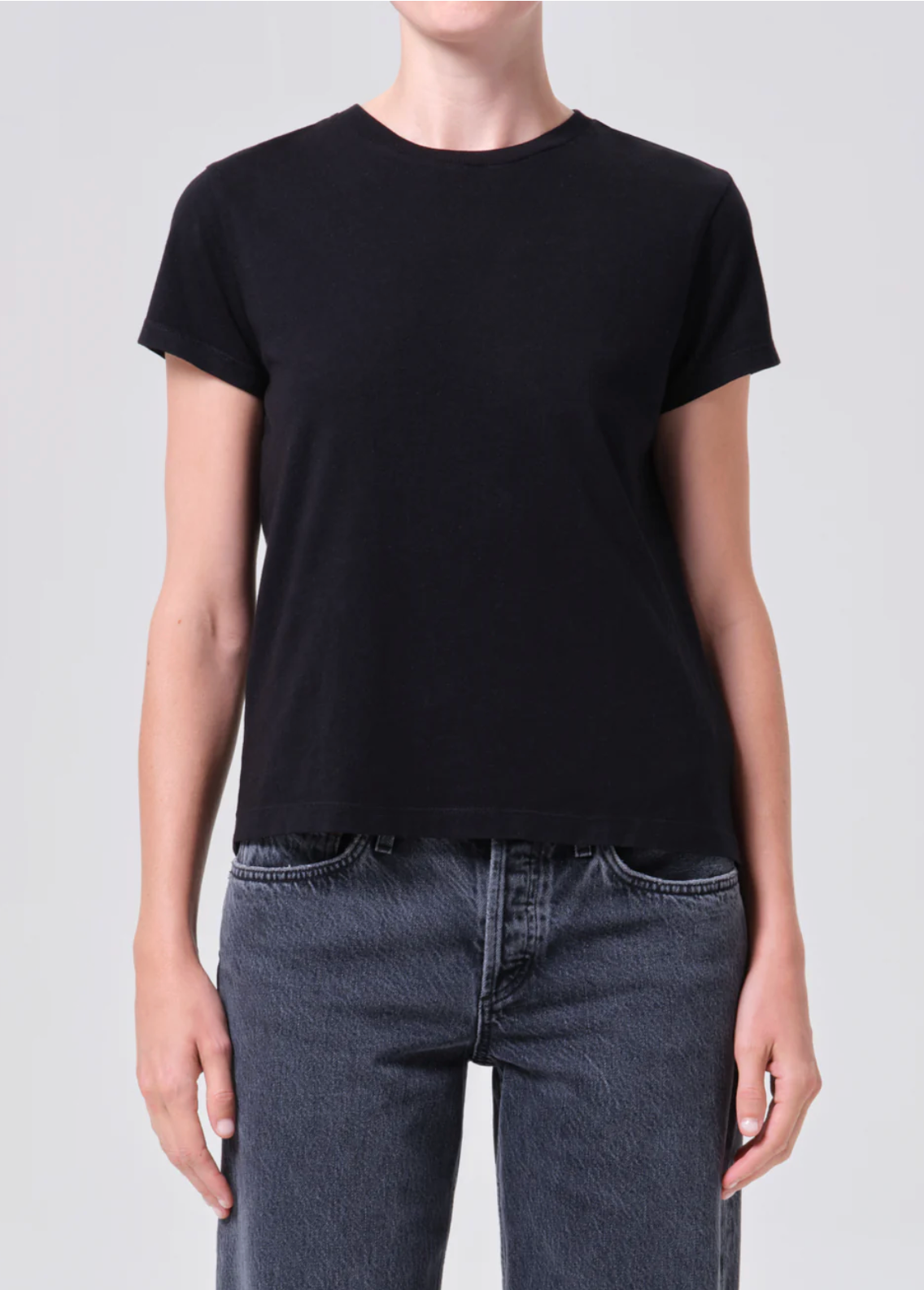 AGOLDE T-Shirt Long Line Adine Tee, Black Soho-Boutique