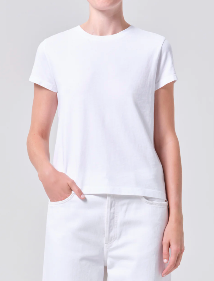 AGOLDE T-Shirt Long Line Adine Tee, White Soho-Boutique