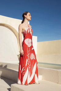 ANDRES OTALORA Dress Entrelazada, Red Floral Border Soho-Boutique
