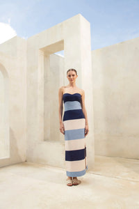 ANDRES OTALORA Dress Sono Veri, Maxi Blue Stripes Soho-Boutique