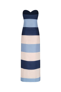 ANDRES OTALORA Dress Sono Veri, Maxi Blue Stripes Soho-Boutique