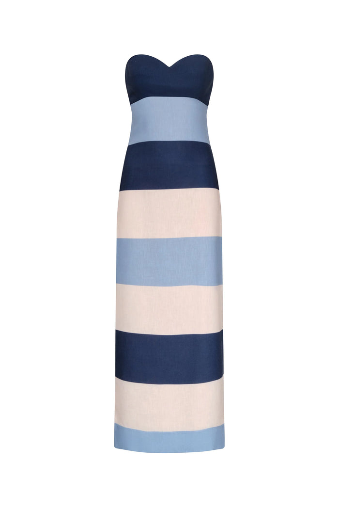 ANDRES OTALORA Dress Sono Veri, Maxi Blue Stripes Soho-Boutique