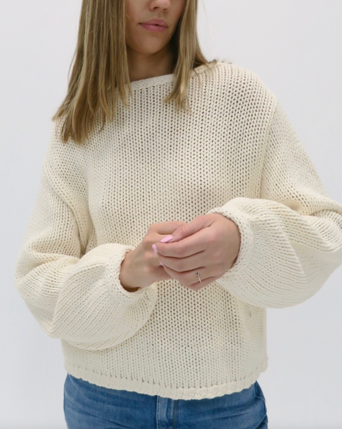Archer Cashmere Sweater Emory Chunky Crew, White Soho-Boutique